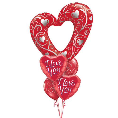 Balloon bouquet - Red heart 