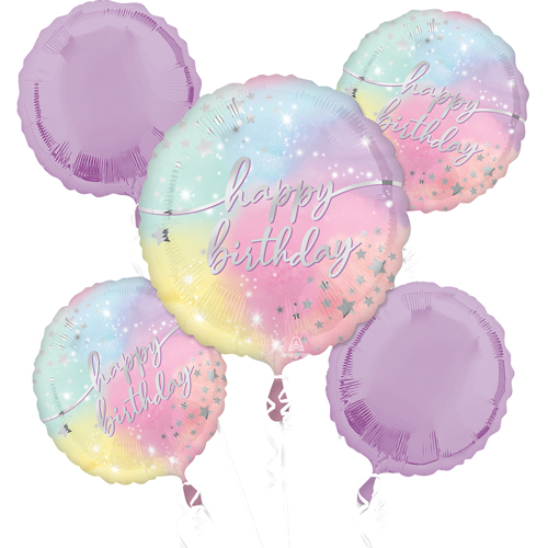 Pastel colored birthday balloons
