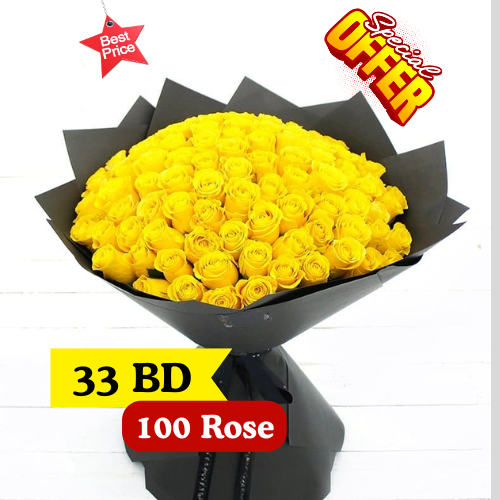 100 Yellow rose bouquet 