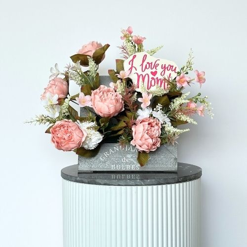 I Love You Mom Floral Crate