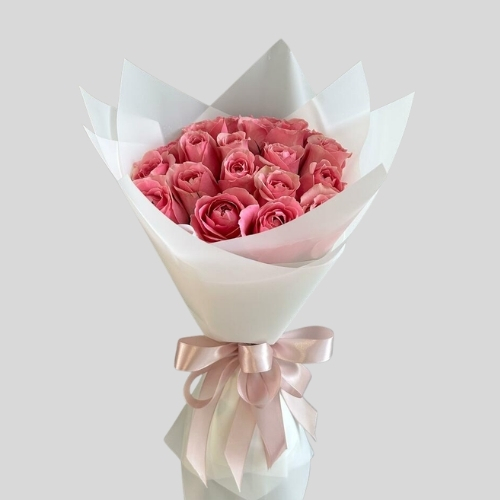Round Pink bouquet 20 rose 