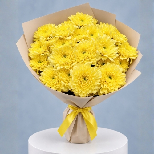 5 Yellow chrysantumum bouquet 