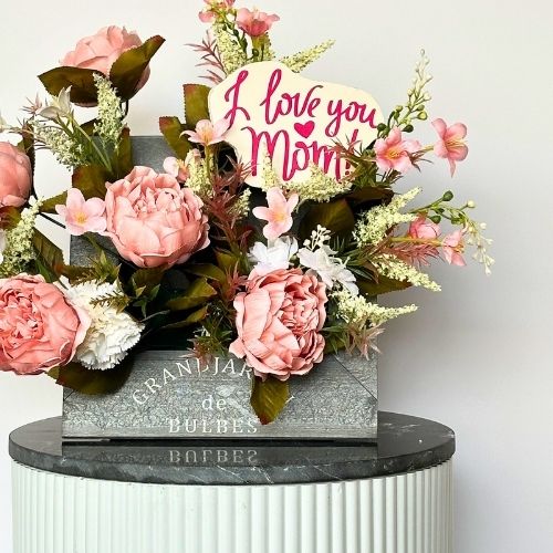 I Love You Mom Floral Crate