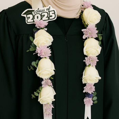 Graduation Purple white garland 