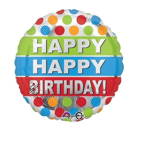 Happy Happy Birthday Foil Balloon