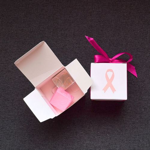 Pink Ribbon Square Chocolate Favor Box