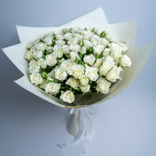 Baby white rose 15 stem bouquet 
