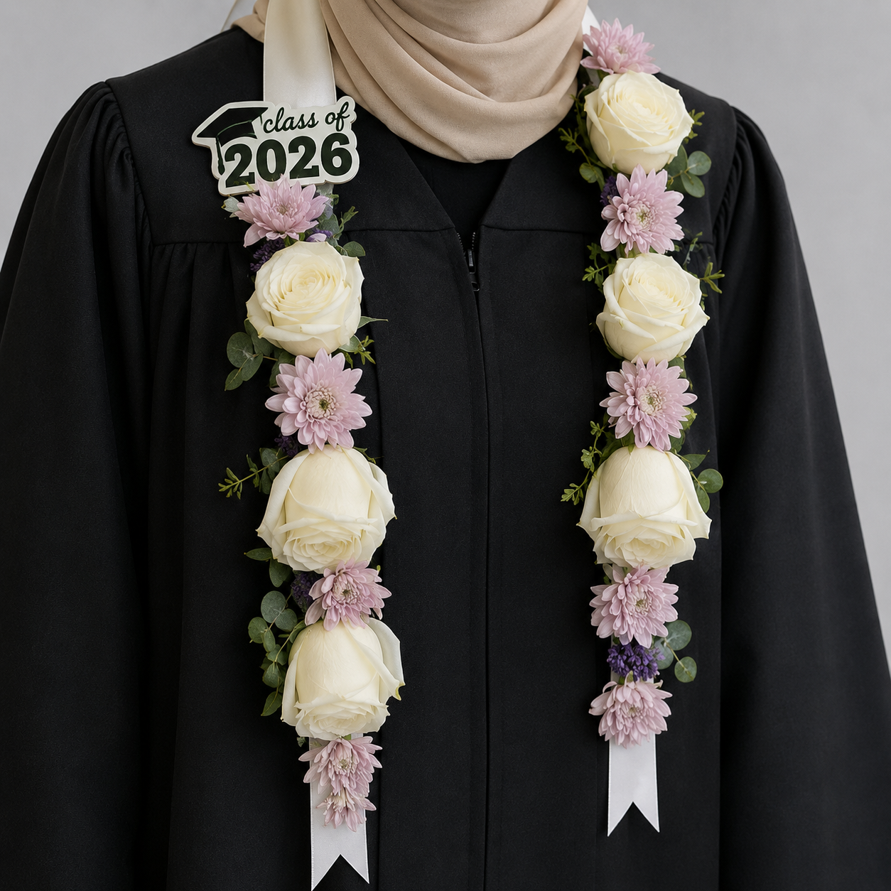 Graduation Purple white garland 