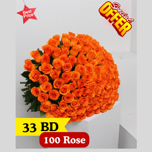 100 orange rose 