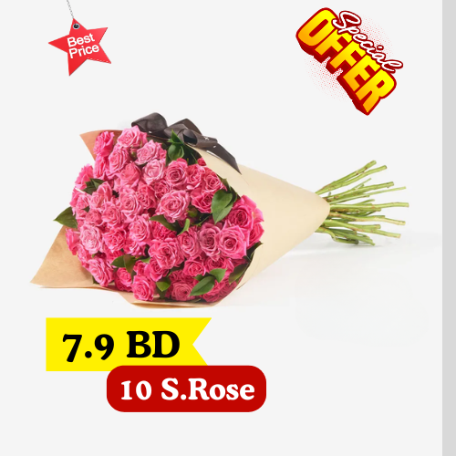 Pink baby rose bouquet 10 stem 