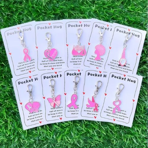 Pink October Pocket Hug Charm with Awareness Card