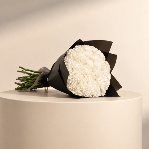 10 white carnation bouquet 