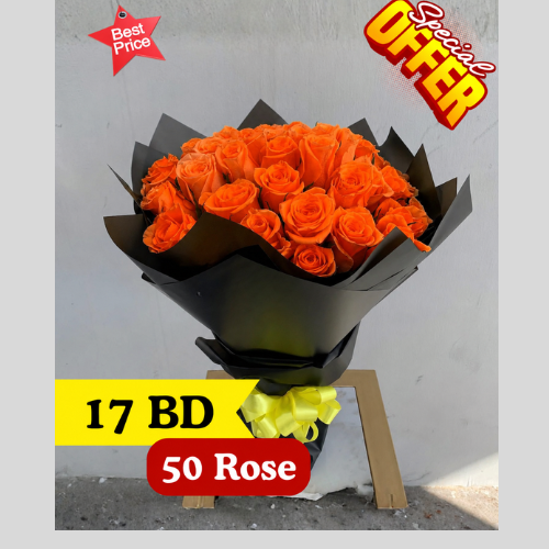 50 orange rose bouquet 