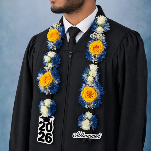 Blue & Yellow Floral Graduation Garland