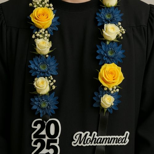 Blue & Yellow Floral Graduation Garland