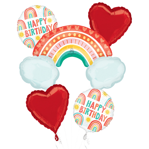 Rainbow birthday balloons