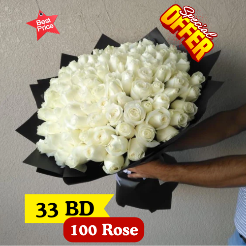 100 white roses bouquet 