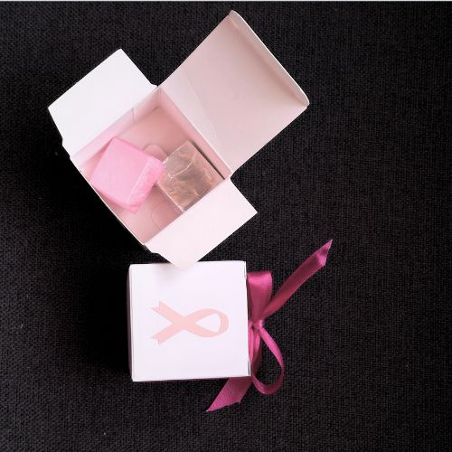 Pink Ribbon Square Chocolate Favor Box