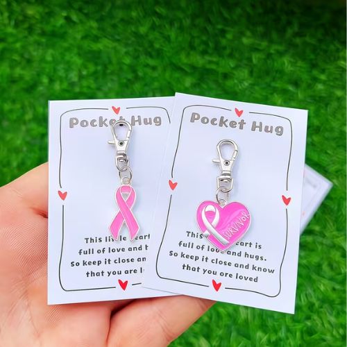 Pink October Pocket Hug Charm with Awareness Card