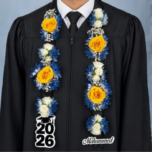 Blue & Yellow Floral Graduation Garland